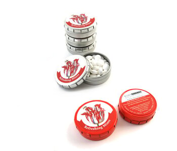 Peppermint tin, Red tulip with bee, Marrel