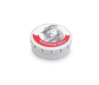 Peppermint tin, Leaning on a stone, Rembrandt