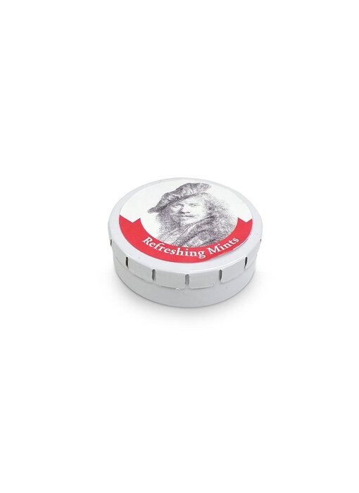 Peppermint tin, Leaning on a stone, Rembrandt