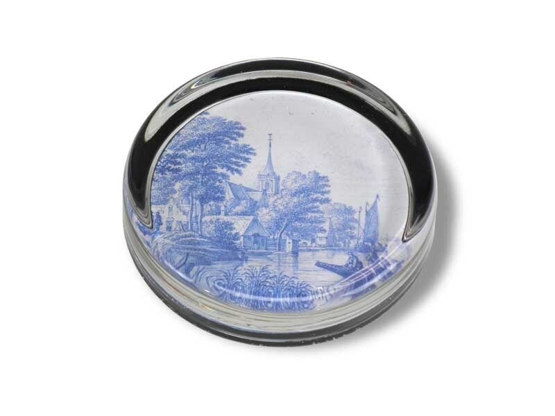 Briefbeschwerer Ø 85 mm, blaue Delfter Fliese, Frytom