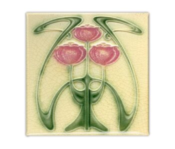 Imán de nevera, Azulejo Art Nouveau, Tulipanes, Guimard