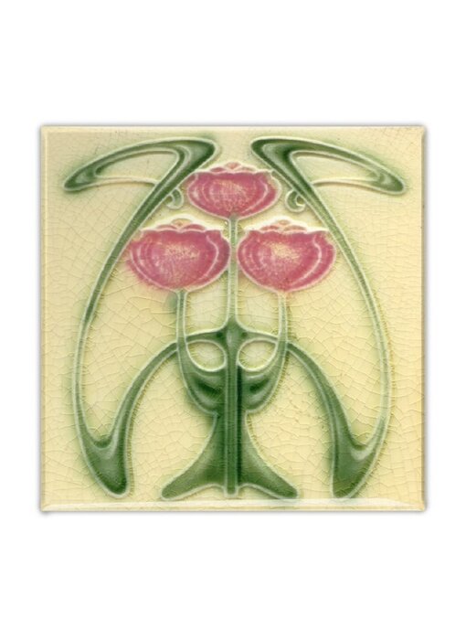 Fridge Magnet, Art Nouveau Tile, Tulips, Guimard