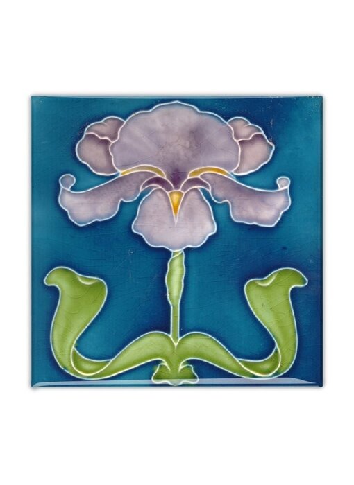 Imán de nevera, Azulejo Art Nouveau, Iris morado