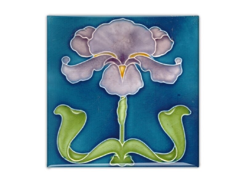 Imán de nevera, Azulejo Art Nouveau, Iris morado