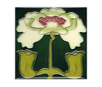 Kühlschrankmagnet, Jugendstilfliese, Blume, Engel, um 1900