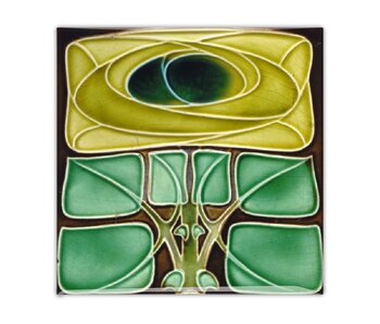 Imán de nevera, Azulejo Art Nouveau, Flor, Rosa celta