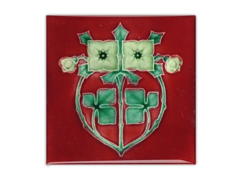 Kühlschrankmagnet, Jugendstilfliese, Blume, Engel 1904