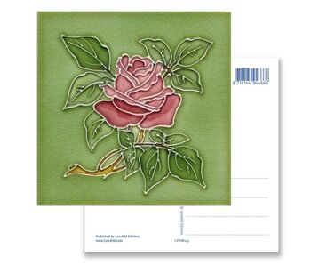 Ansichtkaart, Art Nouveau, roos in groen