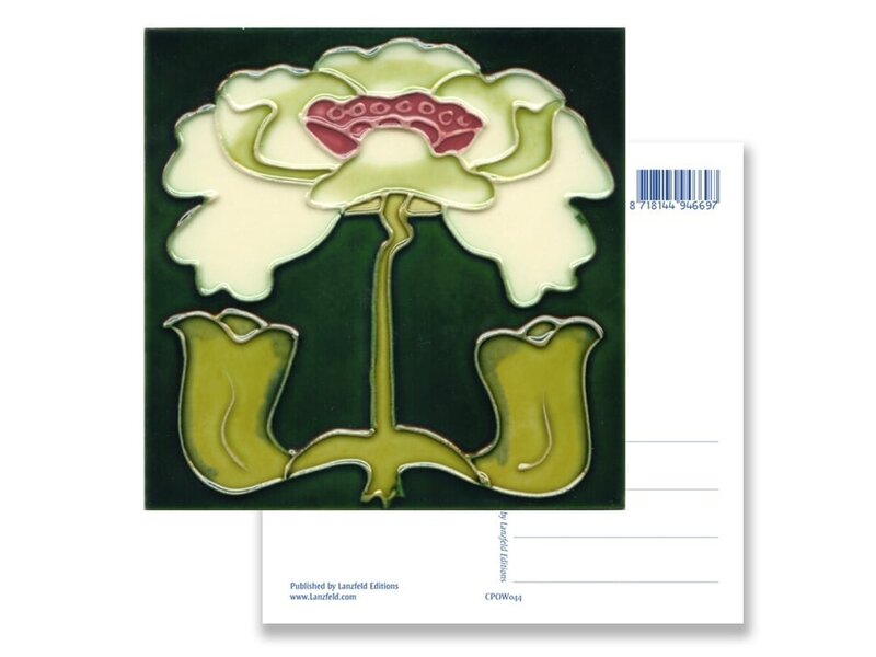 Postal, Art Nouveau, lirio blanco