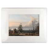 Matted prints with reproduction, XL, Dutch ships in the streets of Texel, Bakhuysen