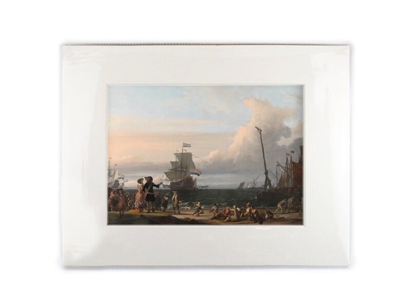 Passe-Partout met reproductie, XL, Nederlandse schepen in de straten van Texel, Bakhuysen