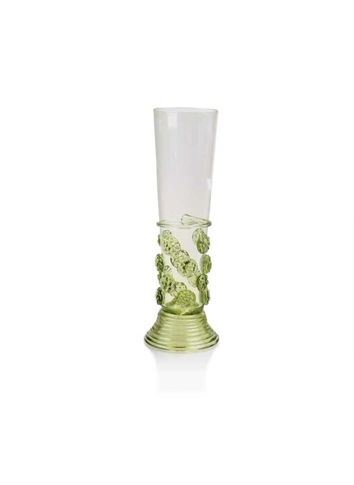 Spout glass with studs 17 cm, green