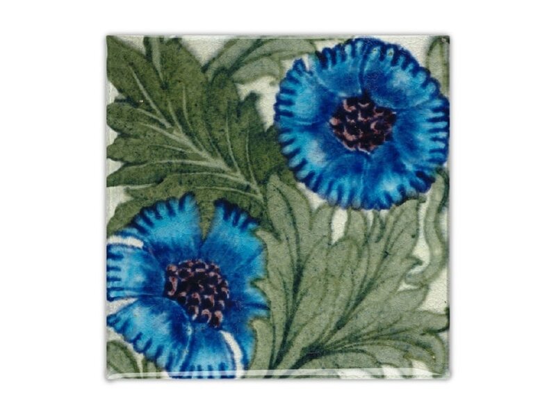 Koelkastmagneet, Art Nouveau Tegel, Roos Blauw