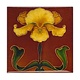 Imán de nevera, Azulejo Art Nouveau, Flor amarilla sobre marrón