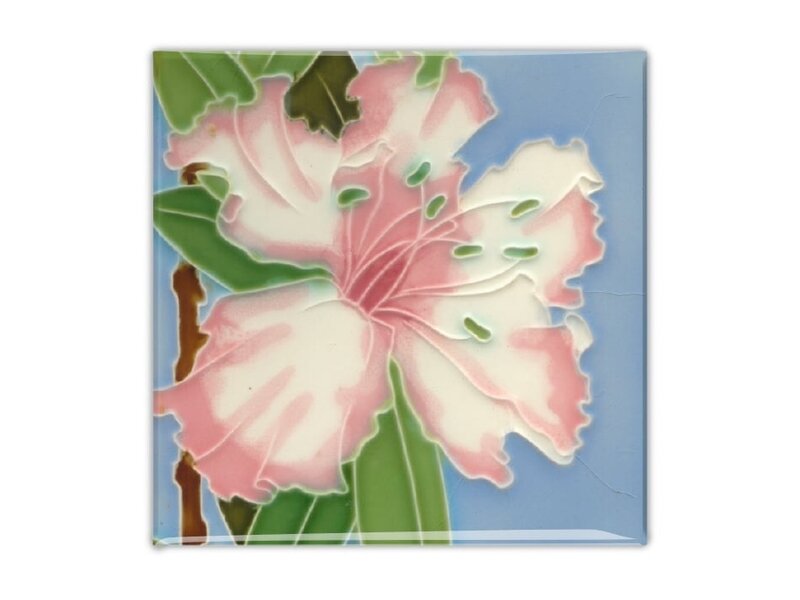 Kühlschrankmagnet, Jugendstilfliese, rosa Seerose