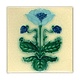 Koelkastmagneet, Art Nouveau Tegel, Blauw Bloem, majolica