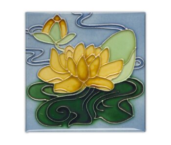 Koelkastmagneet, Art Nouveau Tegel, Gele waterlelie