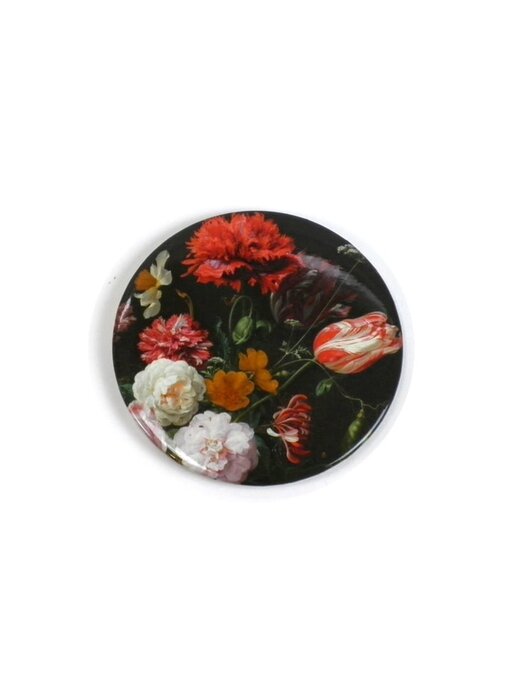 Spiegeltje, groot, Ø 80 mm,   Stilleven met bloemen, De Heem