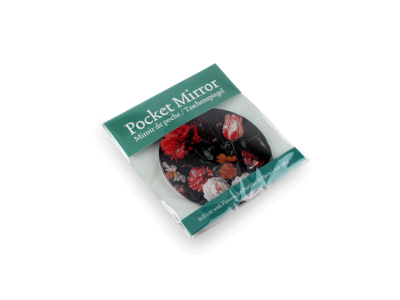 Pocket Mirror Large,  Ø 80 mm,  Still Life with Flowers, De Heem