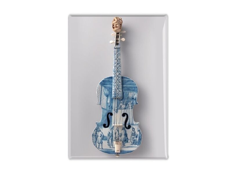 Fridge magnet, Delft Blue violin