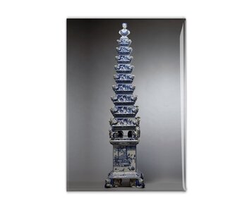 Imán de nevera, florero de tulipán azul de Delft