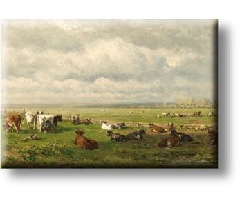 Aimant de réfrigérateur, paysage de pâturage avec du bétail, Roelofs