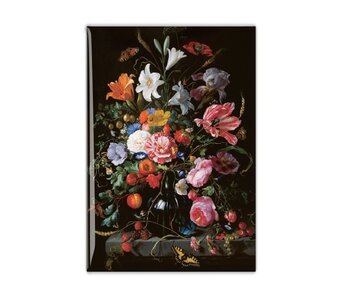 Imán de nevera, Bodegón con flores en un jarrón de vidrio, De Heem