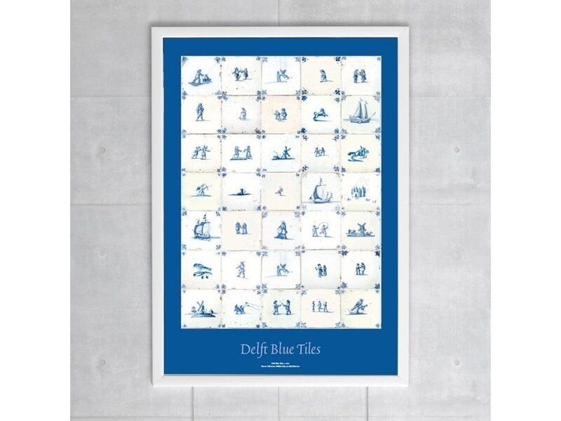 Póster, 50x70 cm, Azulejos azules de Delft, c 1600