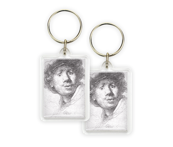 Llavero, mirada de autorretrato sorprendida, Rembrandt