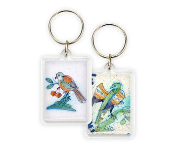 Sleutelhanger, Delfts Blauwe tegel detail, vogels