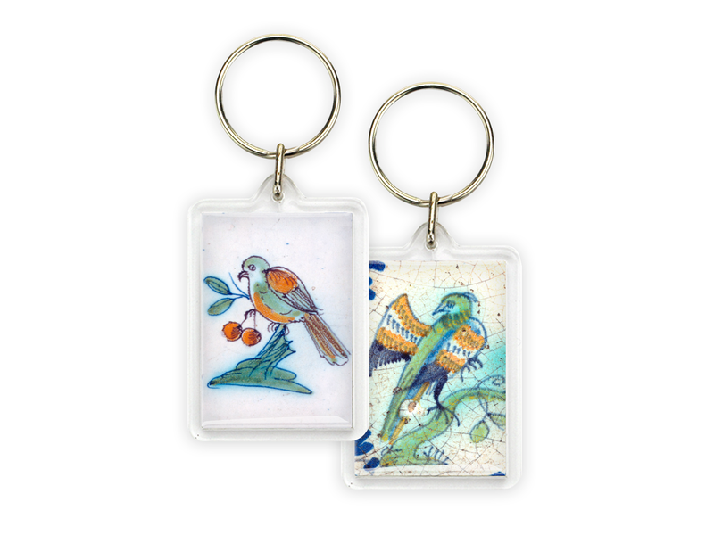 Keyring, Delft Blue Tile detail, birds