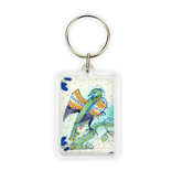 Porte-clés, détail carreaux bleu Delft, oiseaux Porte-clés, détail carreaux bleu Delft, oiseaux