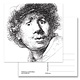 Postal, Autorretrato con mirada sorprendida, Rembrandt