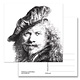 Postal, Autorretrato con boina, Rembrandt