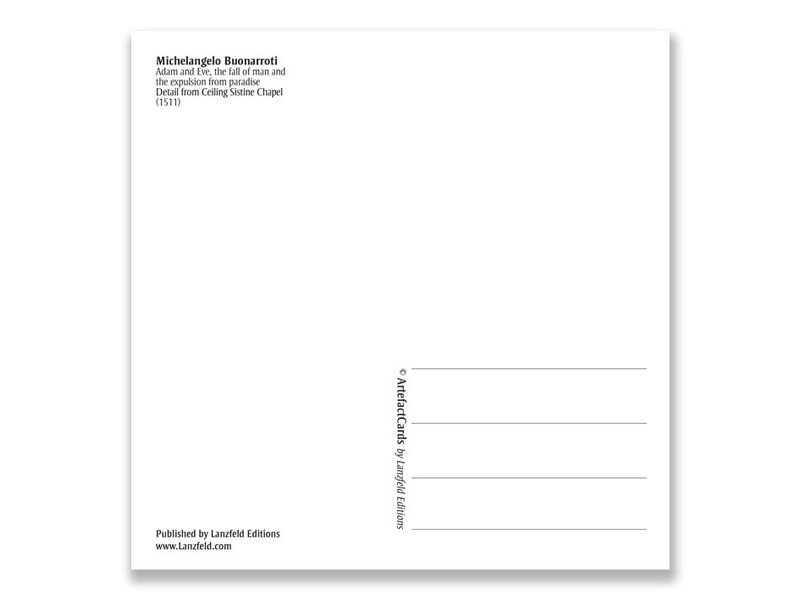 Postcard, Sistine chapel, Adam and Eve, MichealAngelo