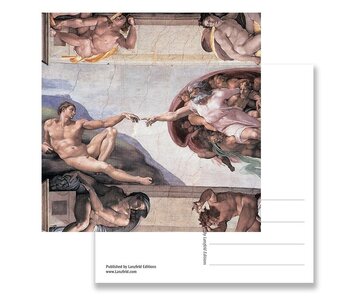 Postal, Capilla Sixtina, Creación de Adán, Miguel Ángel