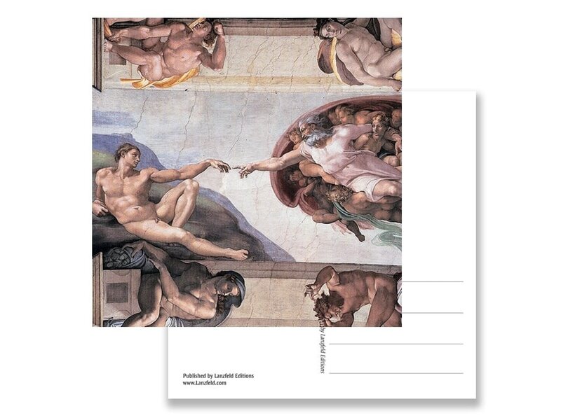 Ansichtkaart, Sixtijnse Kapel, Schepping van Adam, Michelangelo