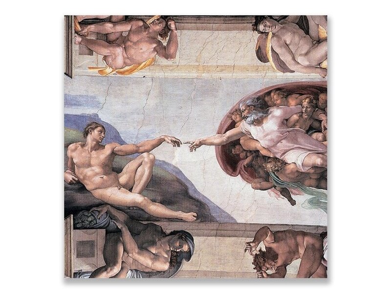 Ansichtkaart, Sixtijnse Kapel, Schepping van Adam, Michelangelo