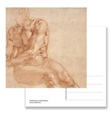 Ansichtkaart, Studie van zittende jongeman, Michelangelo