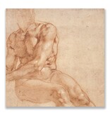 Ansichtkaart, Studie van zittende jongeman, Michelangelo