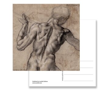 Carte postale, homme nu, vu de dos, Michel-Ange
