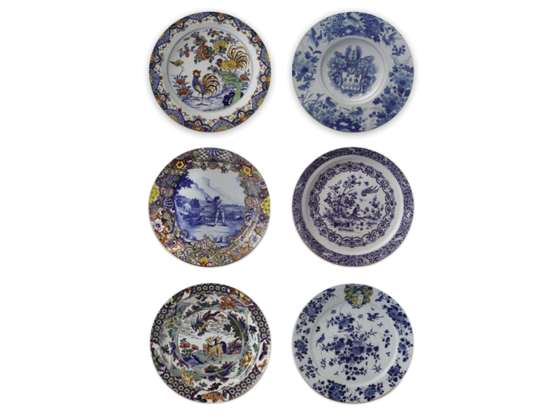 Dessous de verre, assiettes Delft Blue