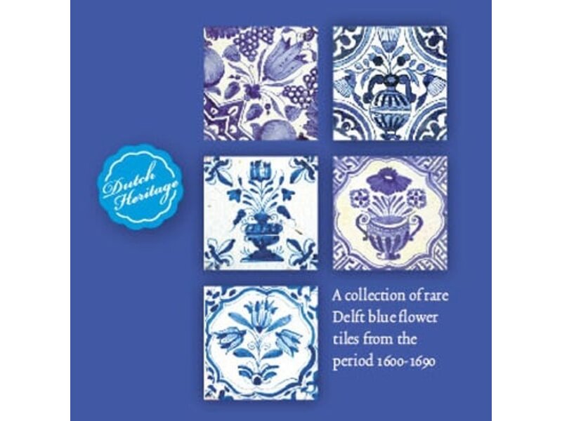 Kaartenmapje, Vierkant, Delfts blauwe bloemen tegels