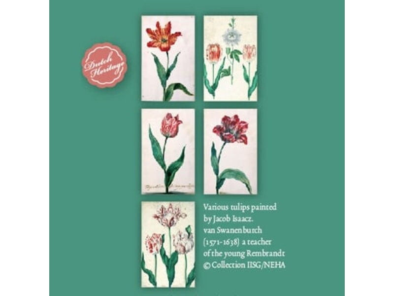 Kaartenmapje, set van 10 kaarten, 17de eeuwse tulpen