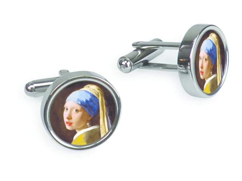 Boutons de manchette, Fille avec une boucle d'oreille perle, Vermeer