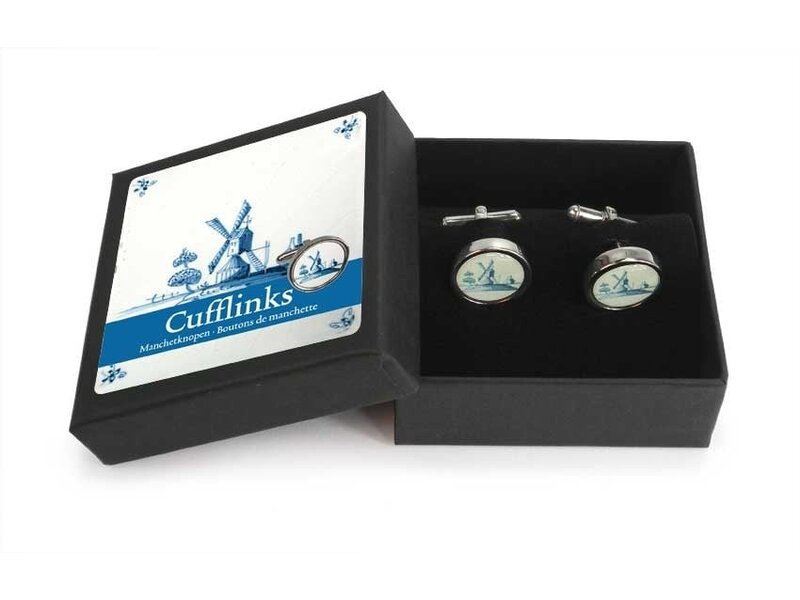 Cufflinks, Windmill Delft Blue Tile