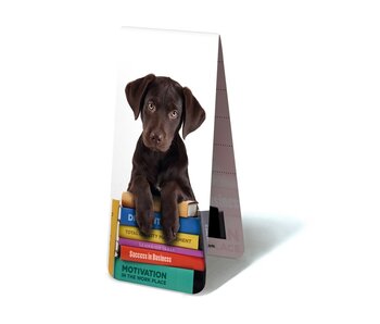 Magnetic Bookmark, Puppy on books