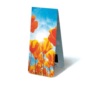 Magnetic Bookmark, Tulips red yellow with sun