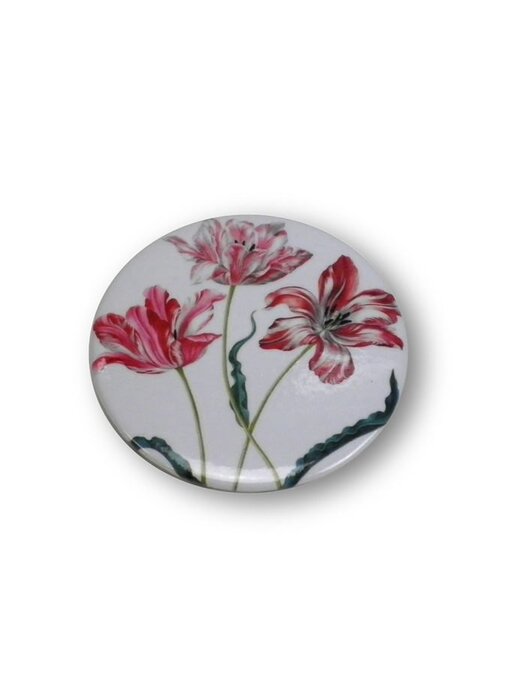 Espejo de bolsillo, pequeño, Ø 60 mm, tres tulipanes, Merian