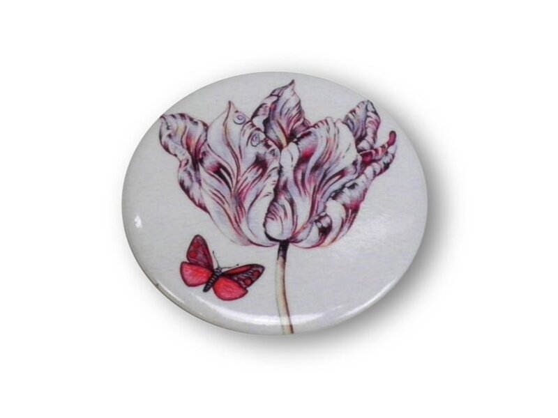 Spiegeltje, klein, Ø 60 mm,  Tulp met vlinder, Marrel